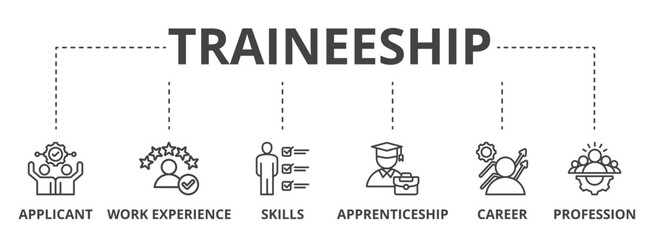 Traineeship concept icon illustration contain applicant, work experience, skills, apprenticeship, career and profession.