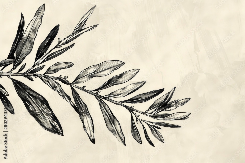 Wall mural Detailed black and white drawing of a plant, suitable for botanical designs