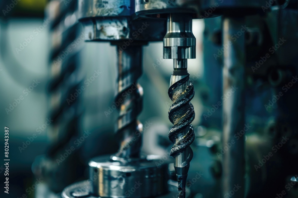 Poster Close up of a drill on a machine. Suitable for industrial concepts