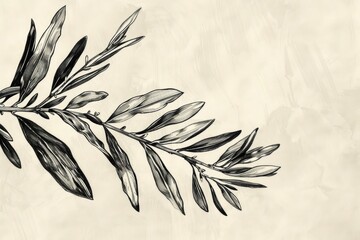 Detailed black and white drawing of a plant, suitable for botanical designs