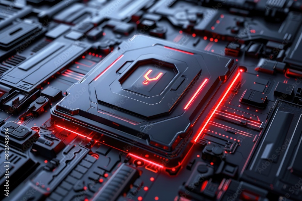 Poster Detailed view of a computer motherboard. Perfect for technology-related projects