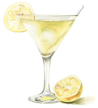  Limoncello lemon drop cocktail illustration