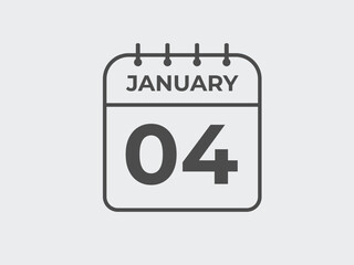 january 4 calendar reminder. 4 january daily calendar icon template. Calendar 4 january icon Design template. Vector illustration
