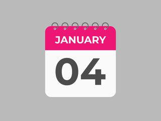 january 4 calendar reminder. 4 january daily calendar icon template. Calendar 4 january icon Design template. Vector illustration
