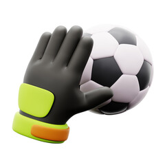 goalkeeper glove football goalpost keeper with soccer ball 3d icon illustration