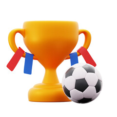 golden trophy for football sport match champion 3d icon illustration render design