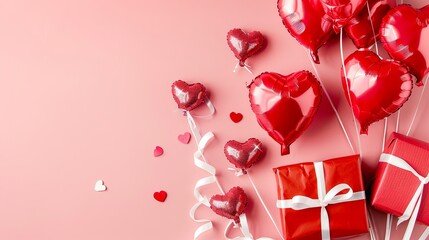 Red Hearts and Gifts Celebrating Love