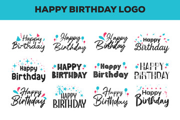 happy birthday typography set vector design