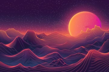 Beautiful sunset over a majestic mountain range. Perfect for nature and landscape themes