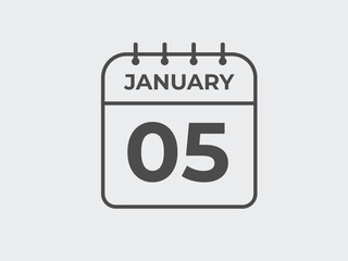 january 5 calendar reminder. 5 january daily calendar icon template. Calendar 5 january icon Design template. Vector illustration
