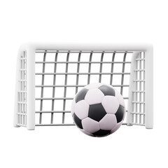 football in front of goalpost field equipment for soccer match or training club 3d icon illustration render design