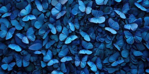 A bunch of blue butterflies on a wall. Perfect for nature or home decor themes