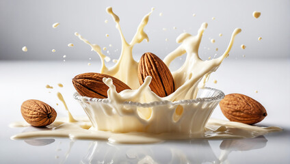 almond milk, generative ai - obrazy, fototapety, plakaty