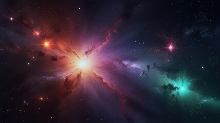 Colorful space galaxy cloud nebula. Stary night cosmos. Universe science astronomy. Supernova background wallpaper