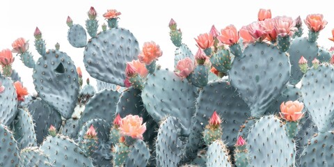 Close up of a cactus plant with pink flowers. Suitable for nature and desert-themed designs - Powered by Adobe