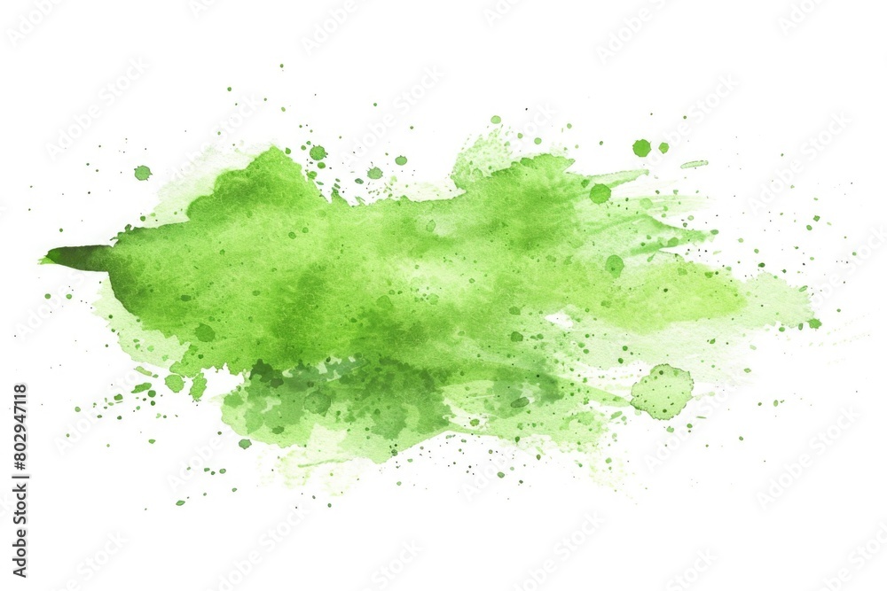 Poster abstract green watercolor splash on a white background. ideal for design projects