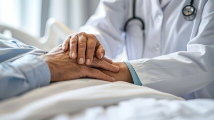 Female doctor demonstrates empathy and support while comforting a patient in healthcare