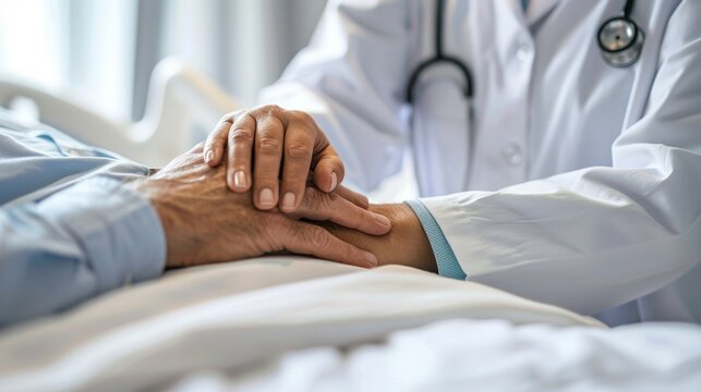Female doctor demonstrates empathy and support while comforting a patient in healthcare