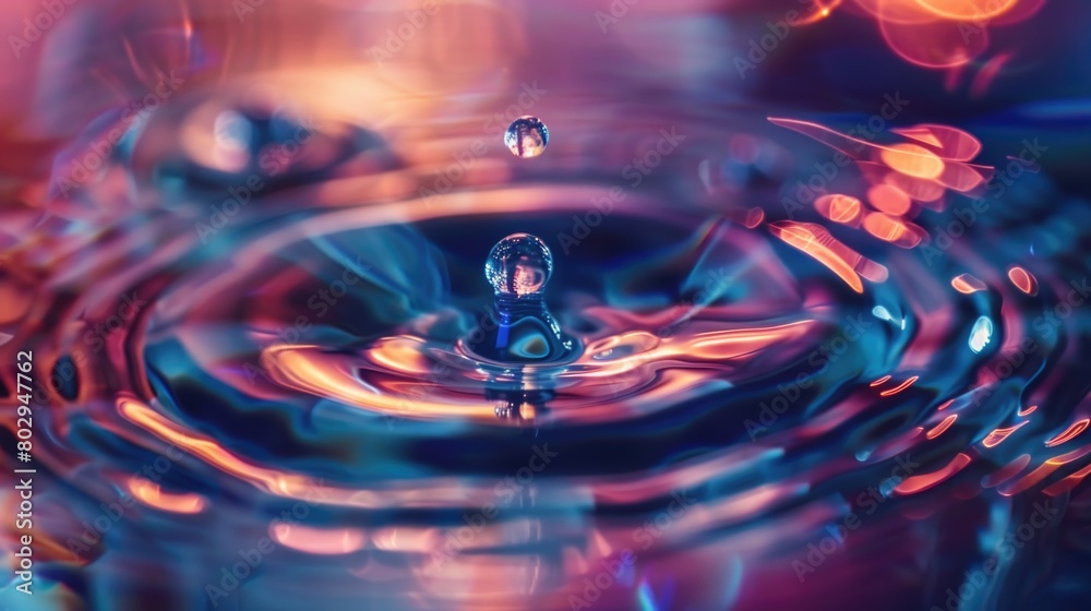 Poster Close-up shot of a water drop in a pool, perfect for nature and abstract concepts