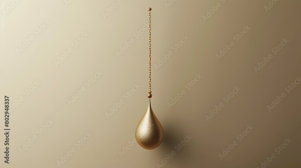 Aufkleber A single gold tear hanging from a string on a wall. Suitable for various concepts and designs