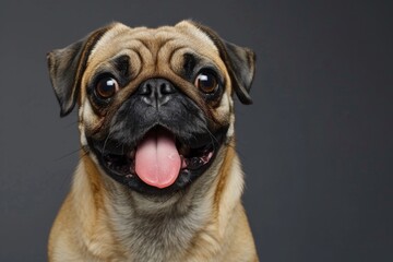 Adorable pug dog looking at the camera, suitable for pet related projects
