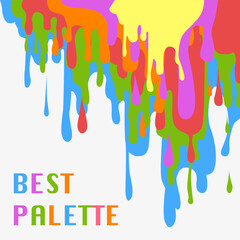 Multicolored paint runs off. The best palette. Color mixing.