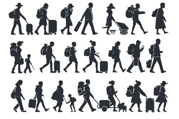 Fototapeta premium A group of people walking and carrying luggage, perfect for travel concepts