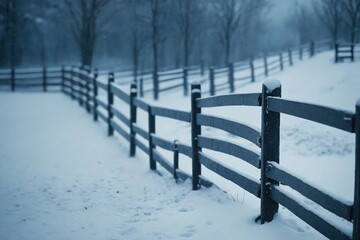 snow covered fence