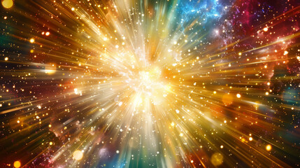 Obraz premium Vivid illustration of a bright, colorful burst in the cosmos, resembling a supernova