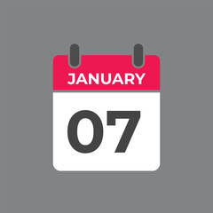 january 7 calendar reminder. 7 january daily calendar icon template. Calendar 7 january icon Design template. Vector illustration
