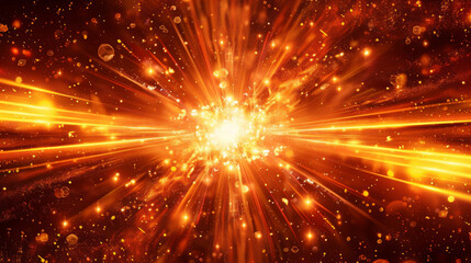 Naklejka premium Vivid illustration of a cosmic big bang with explosive particles and light