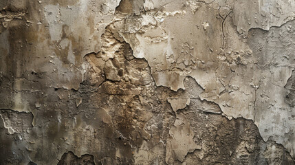 Close-up of a weathered wall with cracked and peeling paint, showcasing a variety of textures