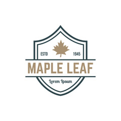 Maple leaf vector logo. Forest and wood symbol sign. Nature tree logo.