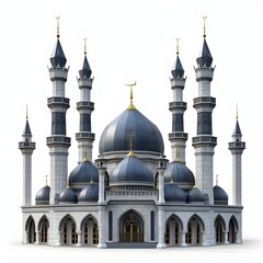 Magnificent mosque building with a large dome and tall tower
