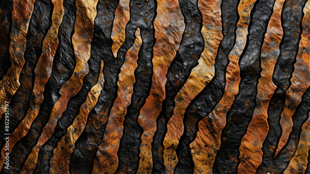 Poster Close-up of tree bark with a dramatic interplay of shadows and textures