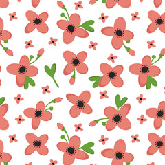 Floral pattern in pink tones, seamless botanical background for textiles and wrapping paper. Floral modern print in delicate tones.