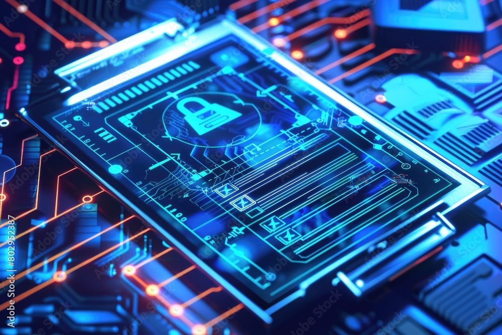 Poster detailed close up of a computer motherboard, perfect for technology concepts