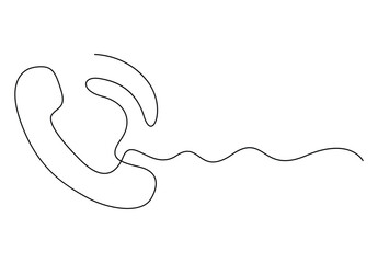 Telephone continuous single line drawing vector illustration. Premium vector