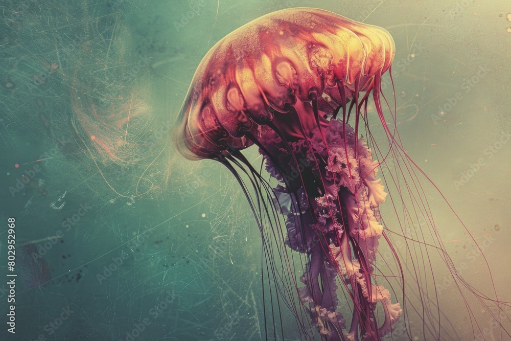 Canvas Prints A jellyfish with its eyes open floating in the water. Suitable for marine life concepts