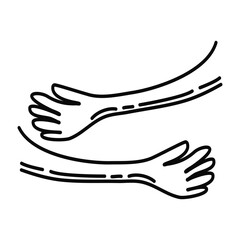 Hand with Hug Gesture Icon Doodle Illustration