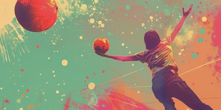 The background is completely mix coler with no texture and the Bowling is in the right hand side