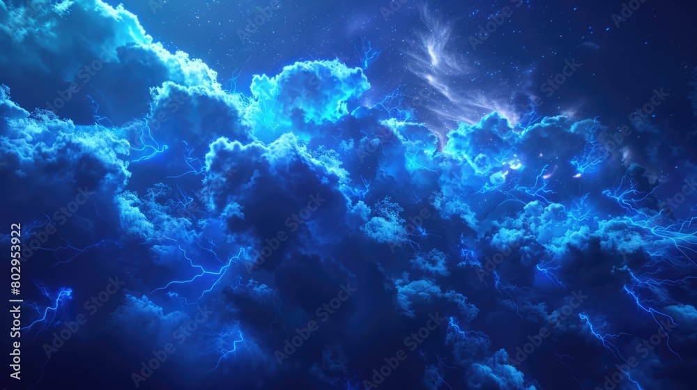 Poster stormy sky with dramatic lightning strikes. suitable for weather or nature concepts