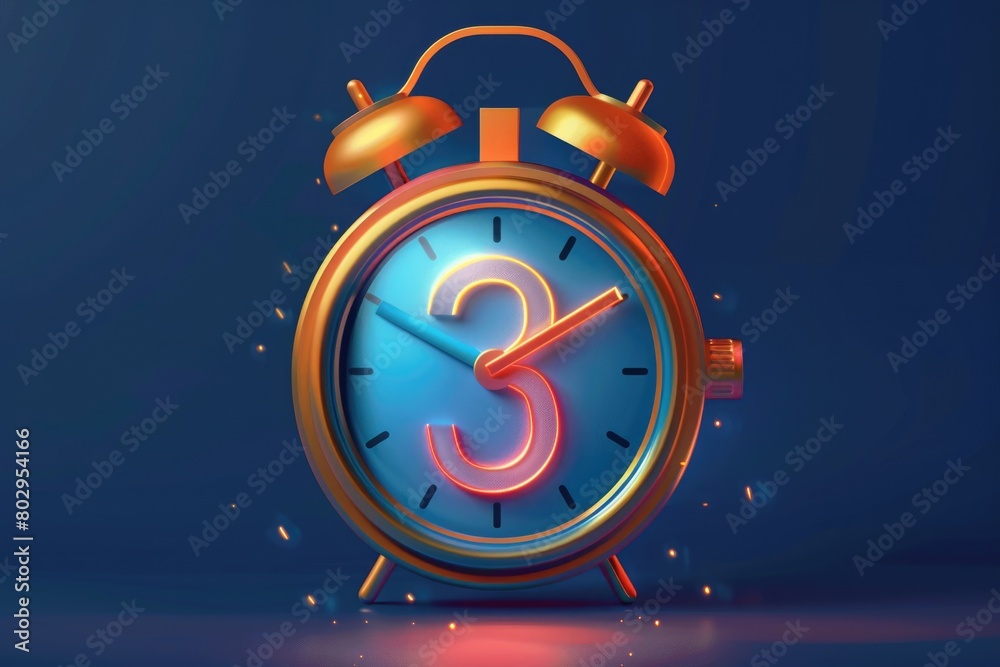 Aufkleber A simple alarm clock with the number 3 displayed