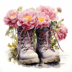 boots and flowers