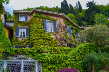 Italy, Varenna, 22.04.2024: Italian villas in the city near the lake