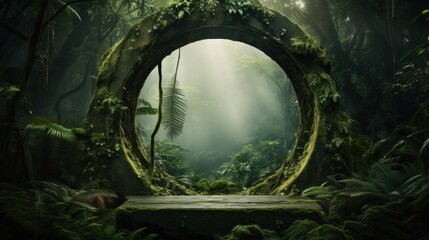 Tropical rainforest fantasy portal. Jungle background.