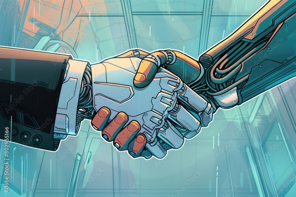 Poster close up image of two people shaking hands. suitable for business and partnership concepts