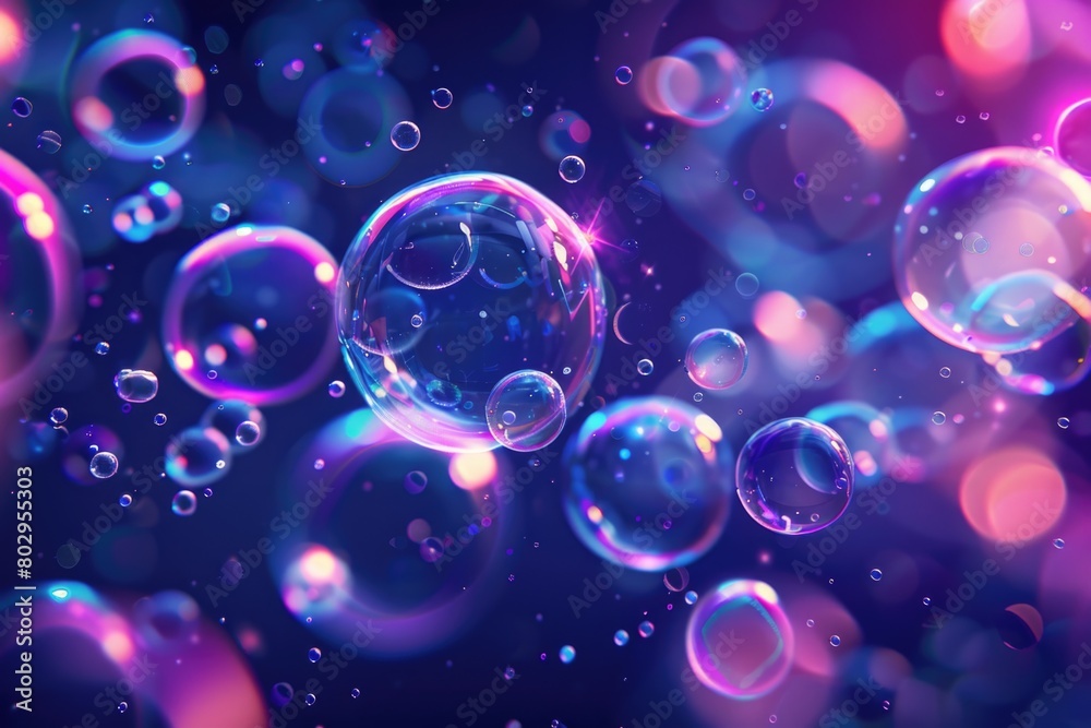 Poster A bunch of bubbles floating in the air. Suitable for various creative projects