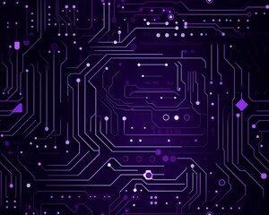3d rendering A glowing purple circuit board with a dark background.