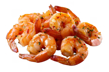 Spanish Gambas al Ajillo with Garlic and Chili, Isolated on a Transparent Background